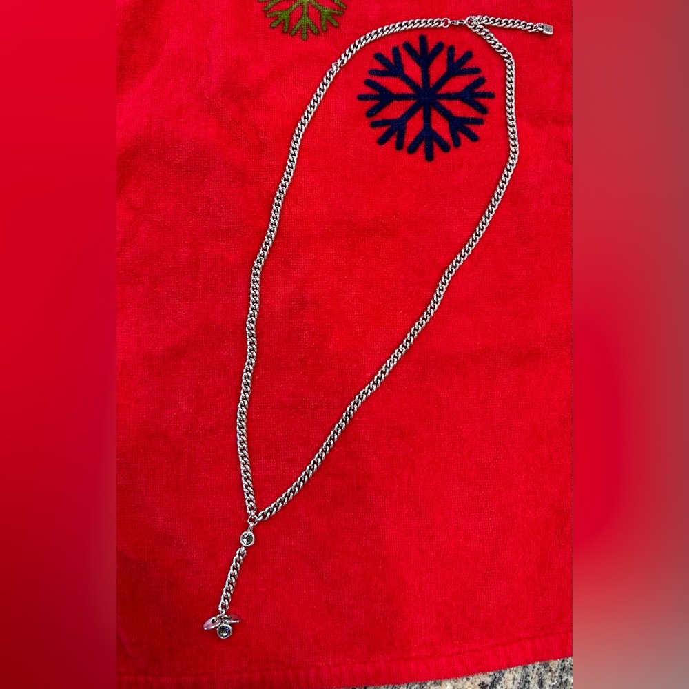 UNO de 50 Silver Necklace with  Accented Crystal Charm/Dangle (NWOT)